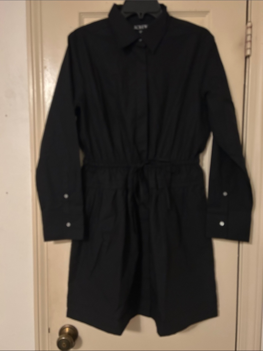 J. Crew Black Drawstring Waist Trench Dress